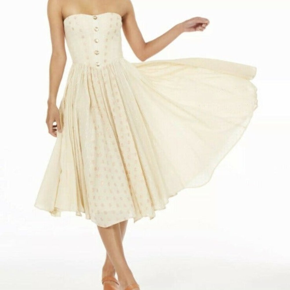 Free People Womens Amanda Ivory Polka Dt - Picture 1 of 11